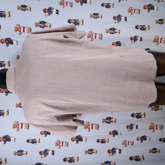 Vintage Wrangler brown & blue plaid western casual button-up short sleeve shirt - Picture 3 of 6